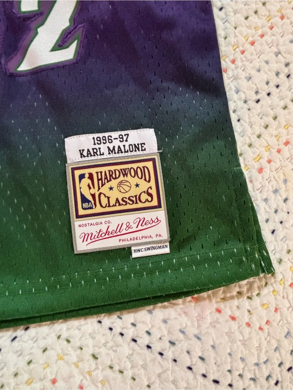 NBA Utah Jazz Green Purple Gold Karl Malone Kids Jersey #32
